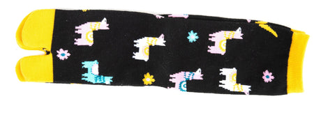 1 Pair - V-Toe Flip Flop Tabi Socks - Black Llamas - Drakoi Marketplace