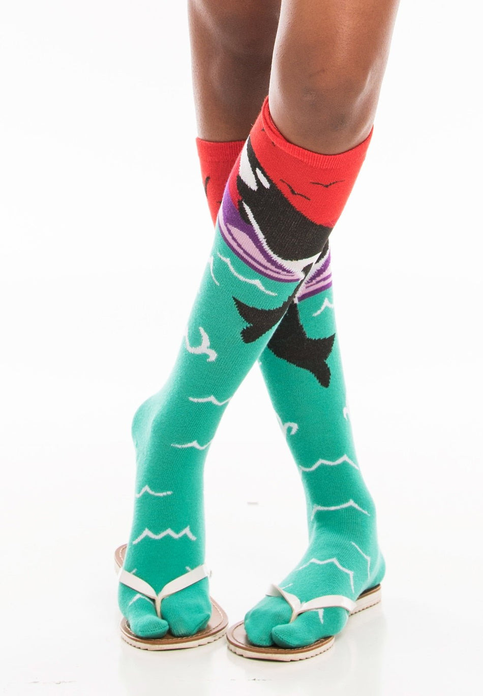 1 Pair - V-Toe Flip-Flop Tabi Socks - Fun Orca Style - Drakoi Marketplace