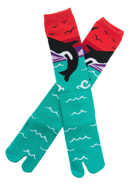 1 Pair - V-Toe Flip-Flop Tabi Socks - Fun Orca Style - Drakoi Marketplace