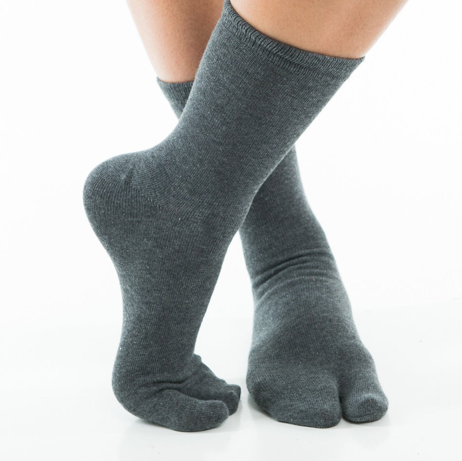 1 Pair - V-Toe Flip Flop Tabi Socks - Grey Solid Casual - Drakoi Marketplace