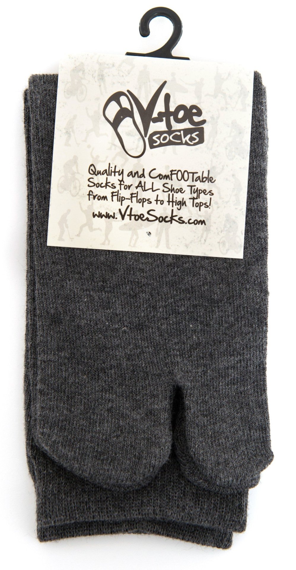 1 Pair - V-Toe Flip Flop Tabi Socks - Grey Solid Casual - Drakoi Marketplace