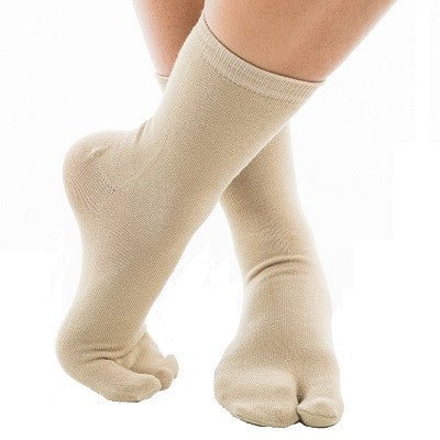 1 Pair - V-Toe Flip Flop Tabi Socks - Khaki Solid Casual - Drakoi Marketplace
