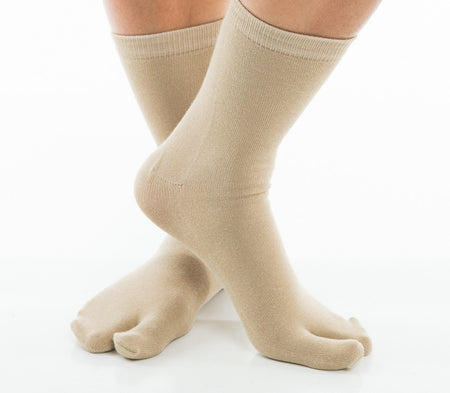 1 Pair - V-Toe Flip Flop Tabi Socks - Khaki Solid Casual - Drakoi Marketplace