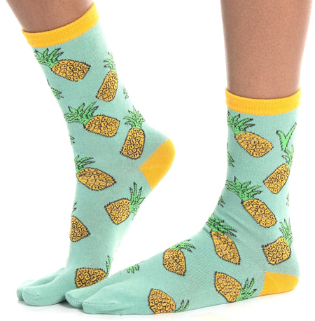 1 Pair - V-Toe Flip-Flop Tabi Socks - Pineapple Style - Drakoi Marketplace