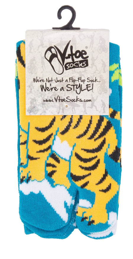 1 Pair - V-Toe Flip Flop Tabi Socks - Tiger Pattern - Drakoi Marketplace