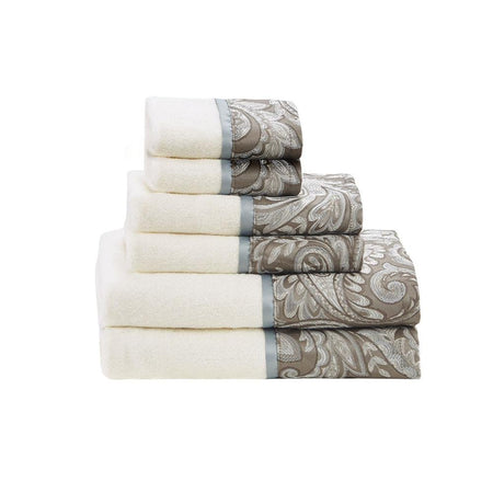 100% Cotton 6 Piece Jacquard Towel Set,MP73-5309 - Drakoi Marketplace