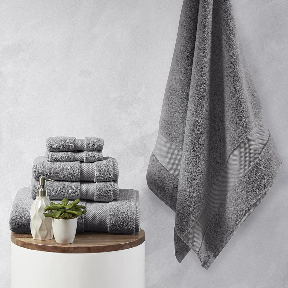 100% Cotton 6 Piece Towel Set, Dark Grey - Drakoi Marketplace