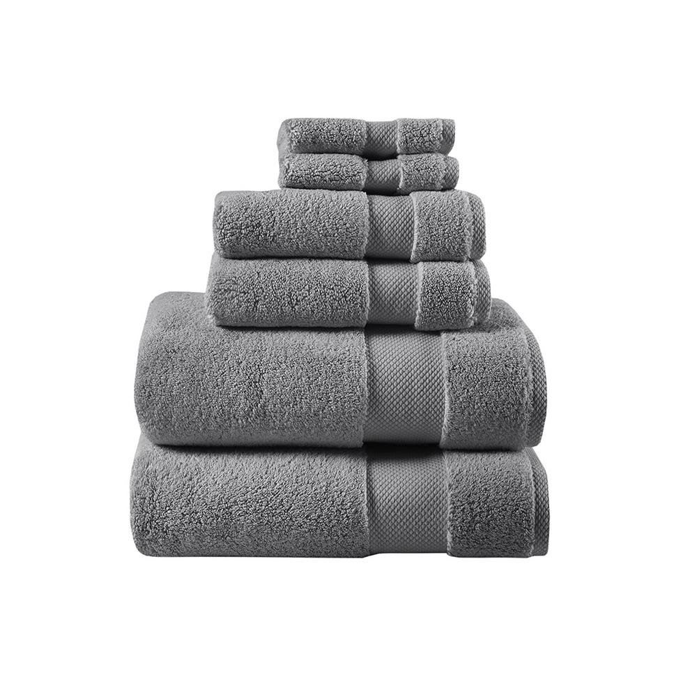 100% Cotton 6 Piece Towel Set, Dark Grey - Drakoi Marketplace