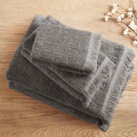 100% Cotton Dobby 6pcs Towel Set Charcoal II73-1255 - Drakoi Marketplace