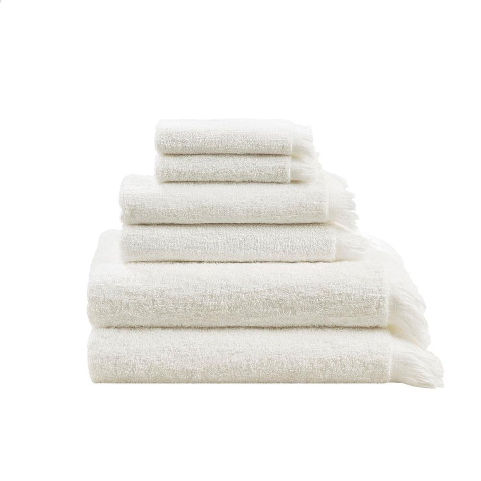 100% Cotton Dobby 6pcs Towel Set Ivory II73-1256 - Drakoi Marketplace