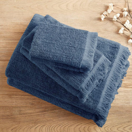 100% Cotton Dobby 6pcs Towel Set - Navy - Drakoi Marketplace