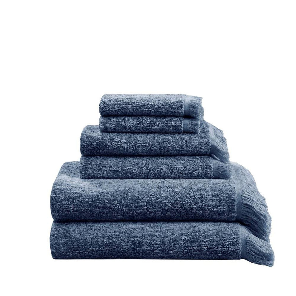 100% Cotton Dobby 6pcs Towel Set - Navy - Drakoi Marketplace