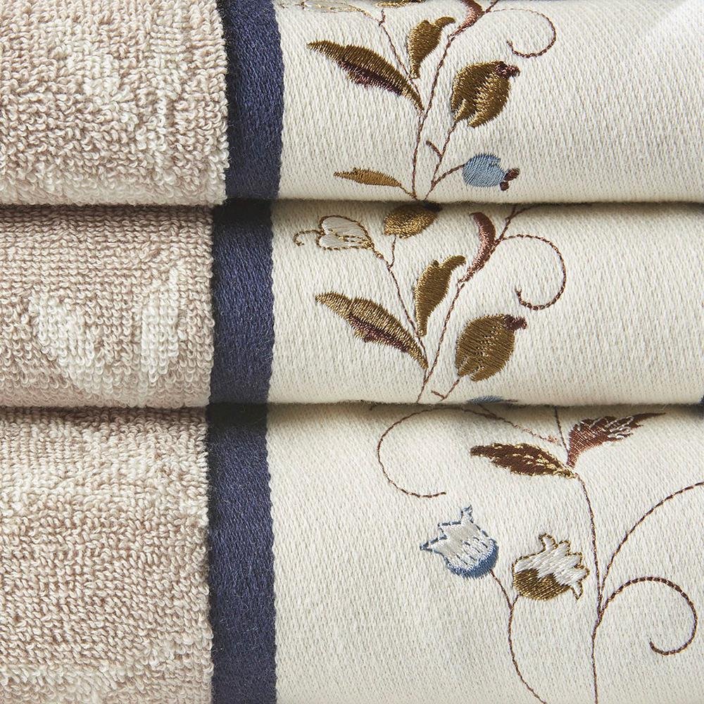 100% Cotton Embroidered Jacquard 6pcs Towel Set - Drakoi Marketplace