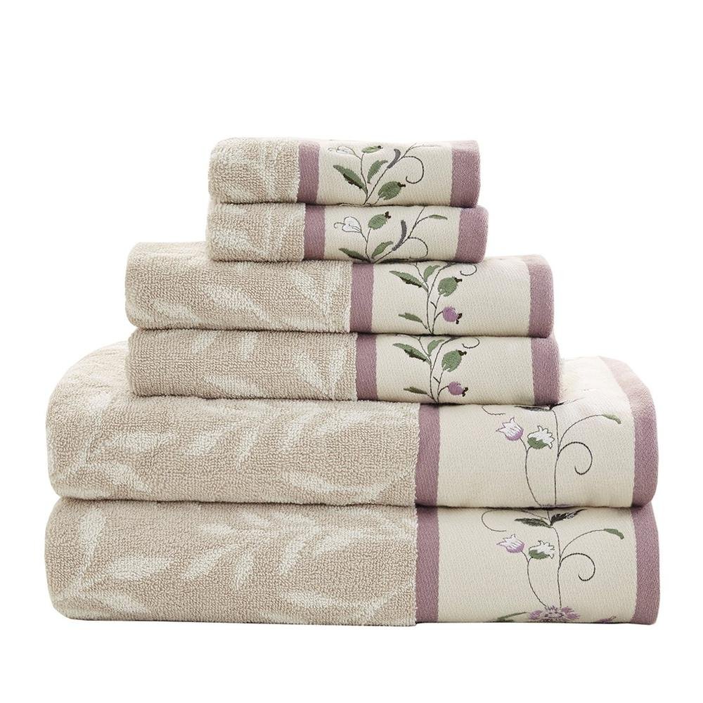 100% Cotton Jacquard Embroidered 6pcs Towel Set - Drakoi Marketplace