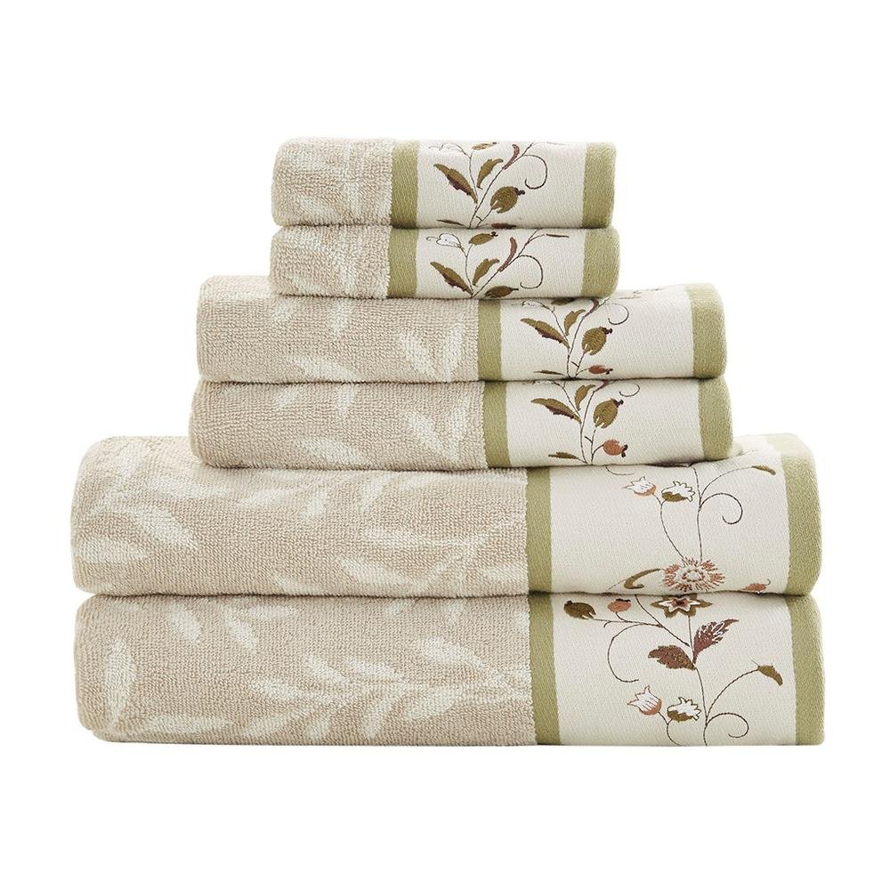 100% Cotton Jacquard Embroidered 6pcs Towel Set - Drakoi Marketplace