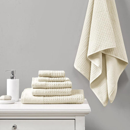 100% Cotton Waffle 6pcs Towel Set - Drakoi Marketplace