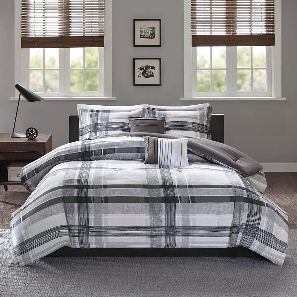 100% Polyester Microfiber Printed Plaid Comforter Set - Drakoi Marketplace