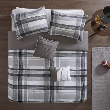 100% Polyester Microfiber Printed Plaid Comforter Set - Drakoi Marketplace