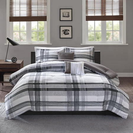 100% Polyester Microfiber Printed Plaid Comforter Set - Drakoi Marketplace