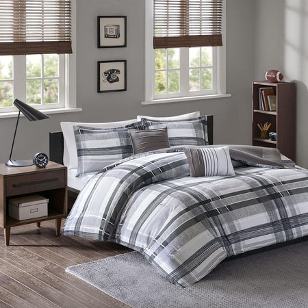 100% Polyester Microfiber Printed Plaid Comforter Set - Drakoi Marketplace