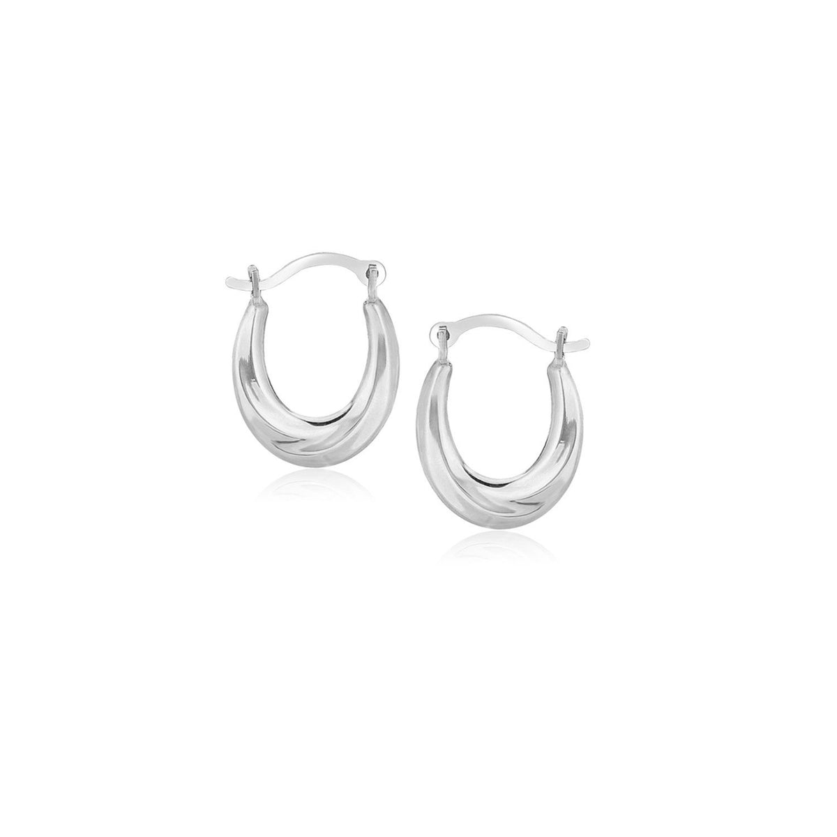 10k White Gold Oval Hoop Earrings - Drakoi Marketplace