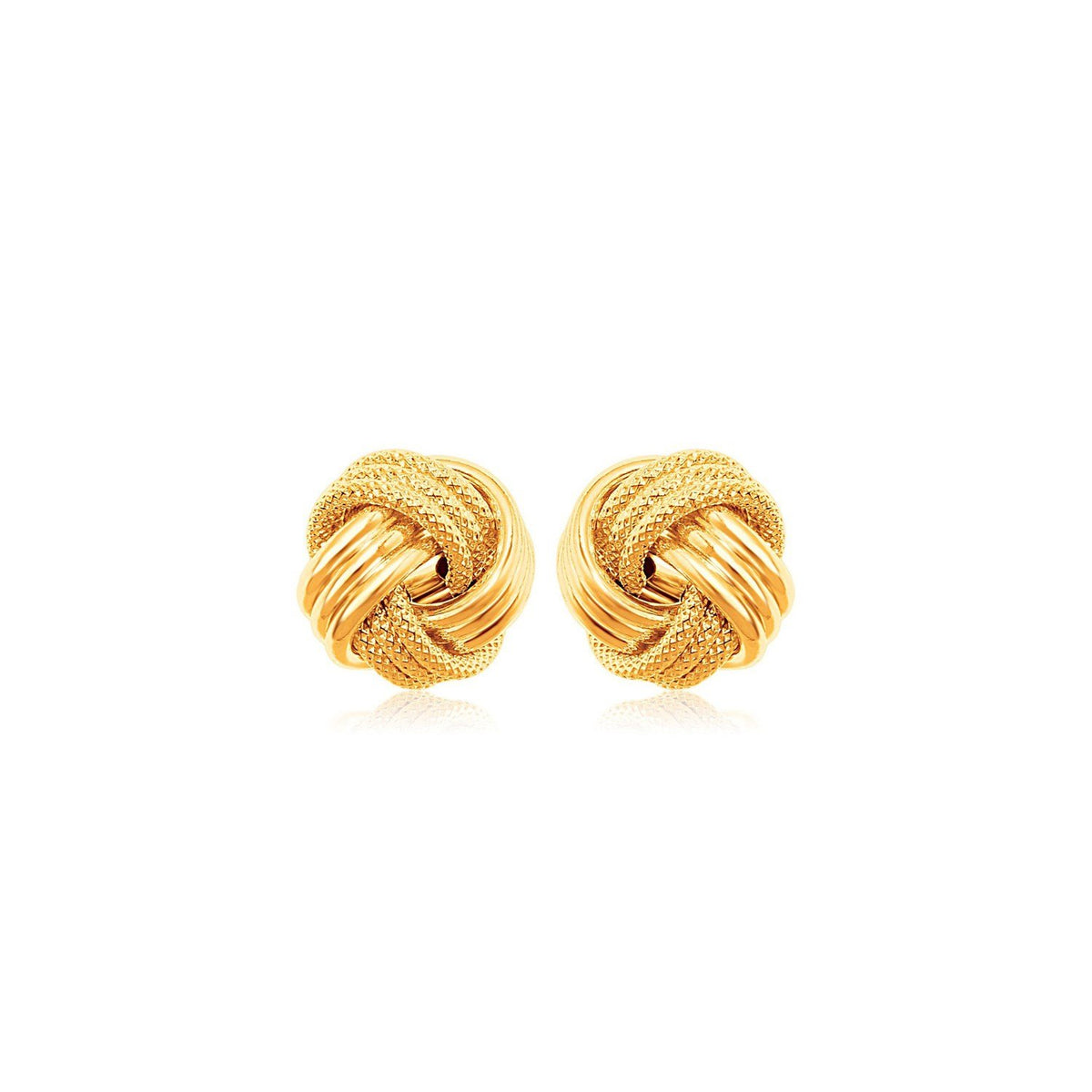 10k Yellow Gold Love Knot with Ridge Texture Earrings - Drakoi Marketplace