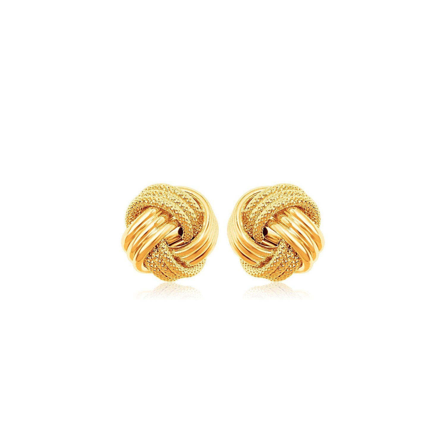 10k Yellow Gold Love Knot with Ridge Texture Earrings - Drakoi Marketplace