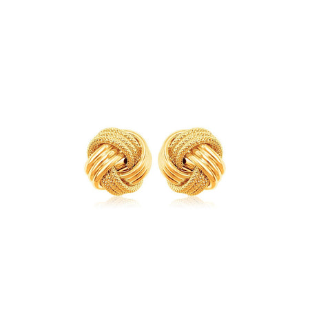 10k Yellow Gold Love Knot with Ridge Texture Earrings - Drakoi Marketplace