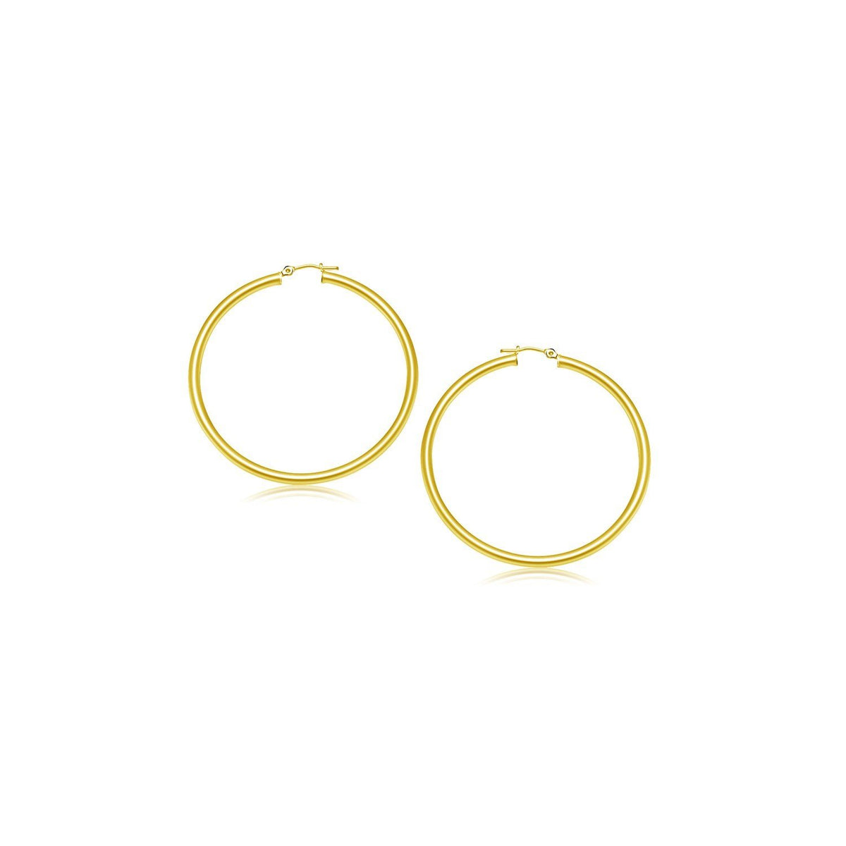 10k Yellow Gold Polished Hoop Earrings (15 mm) - Drakoi Marketplace