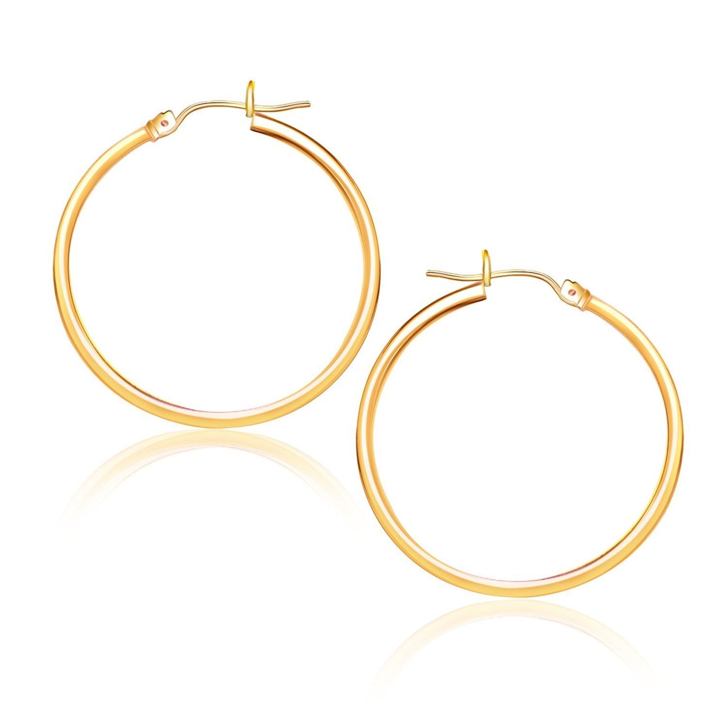 10k Yellow Gold Polished Hoop Earrings (25 mm) - Drakoi Marketplace