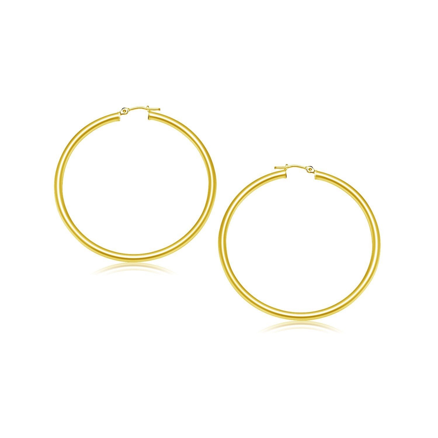 10k Yellow Gold Polished Hoop Earrings (25 mm) - Drakoi Marketplace