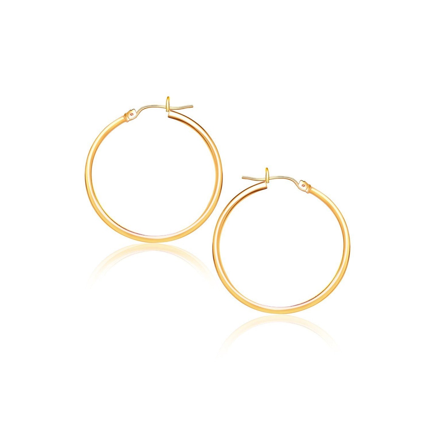 10k Yellow Gold Polished Hoop Earrings (40 mm) - Drakoi Marketplace