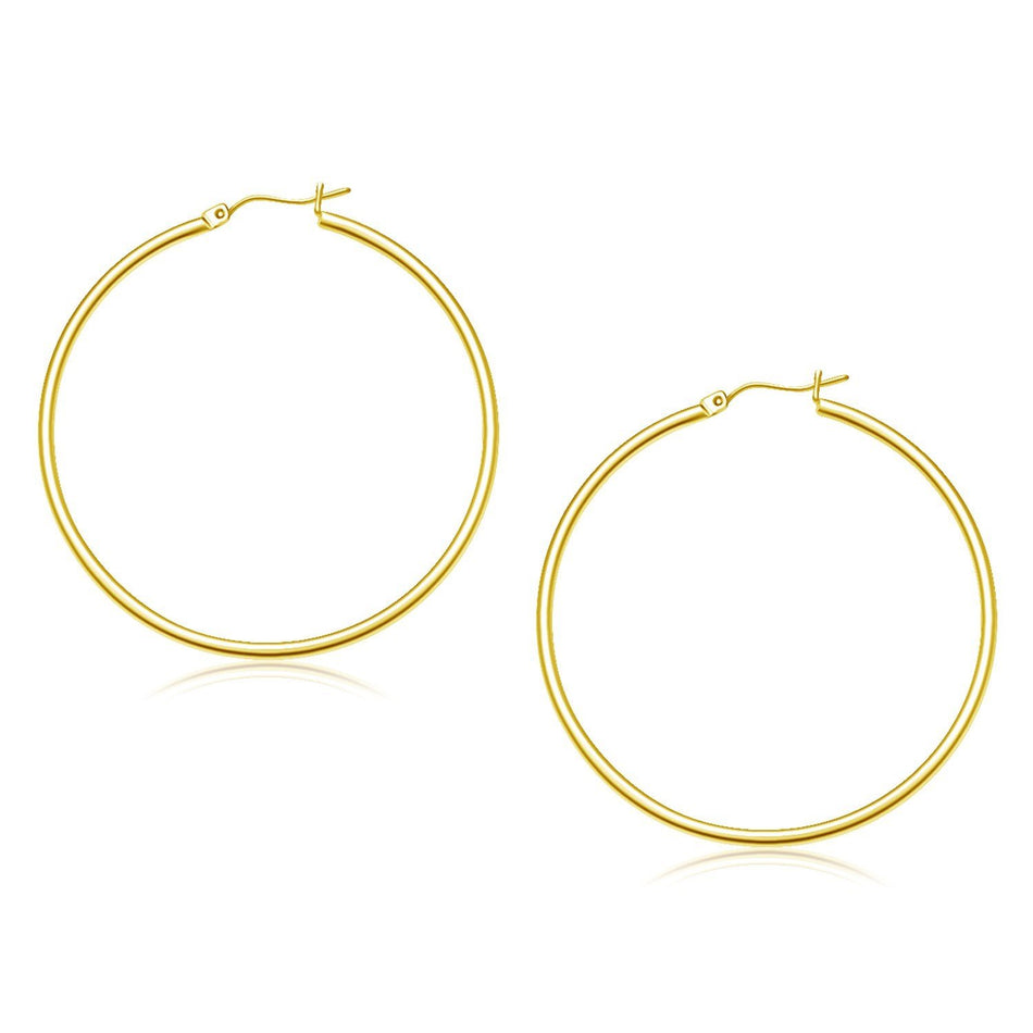 10k Yellow Gold Polished Hoop Earrings (45 mm) - Drakoi Marketplace