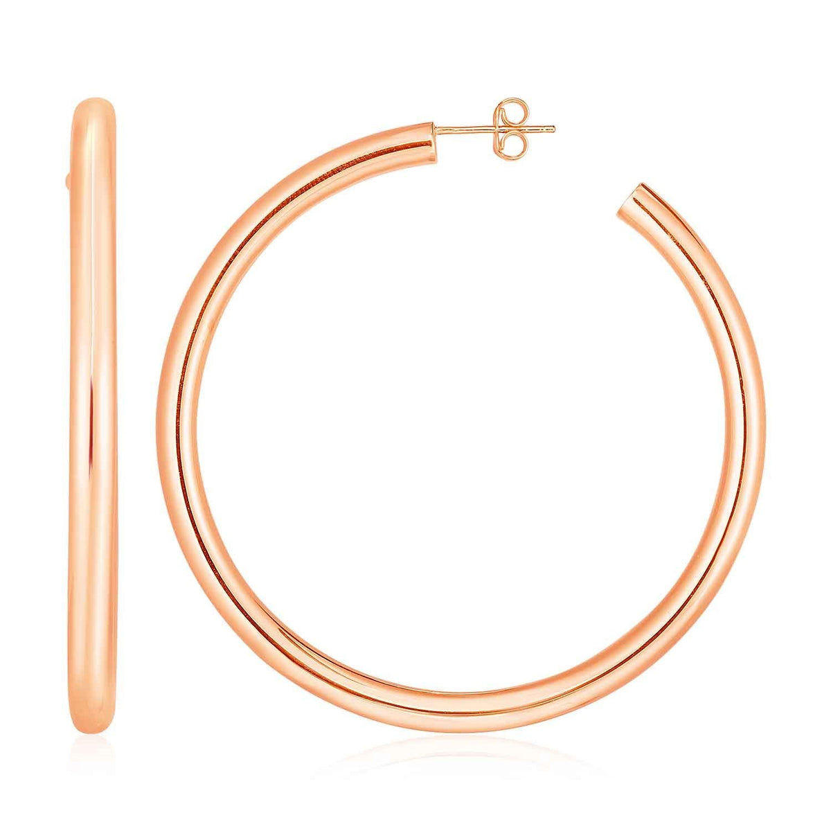 14k Rose Gold Polished Hoop Earrings - Drakoi Marketplace