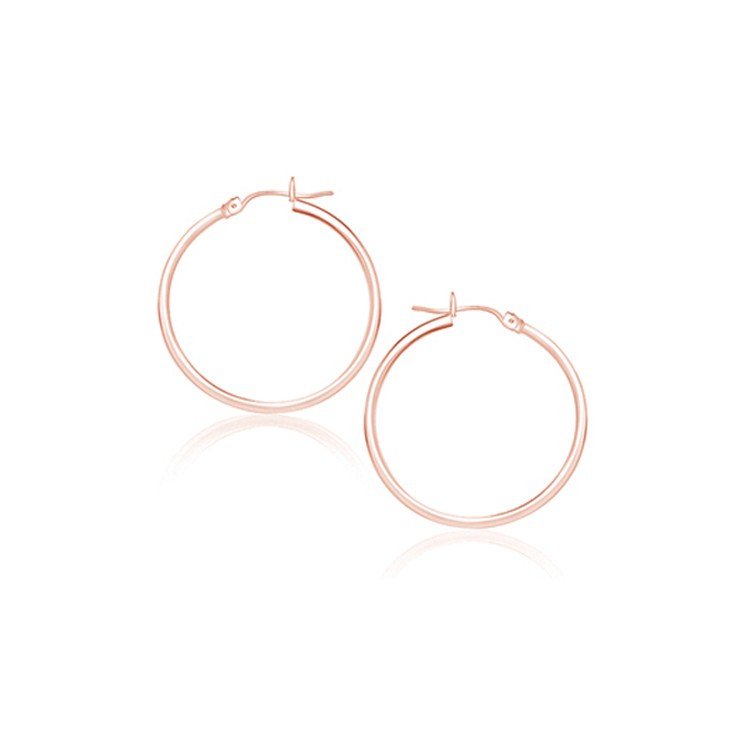 14k Rose Gold Polished Hoop Earrings (25 mm) - Drakoi Marketplace