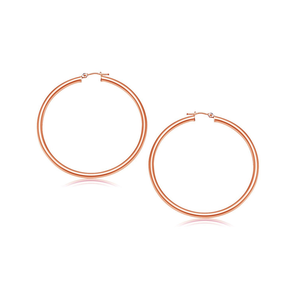 14k Rose Gold Polished Hoop Earrings (25 mm) - Drakoi Marketplace