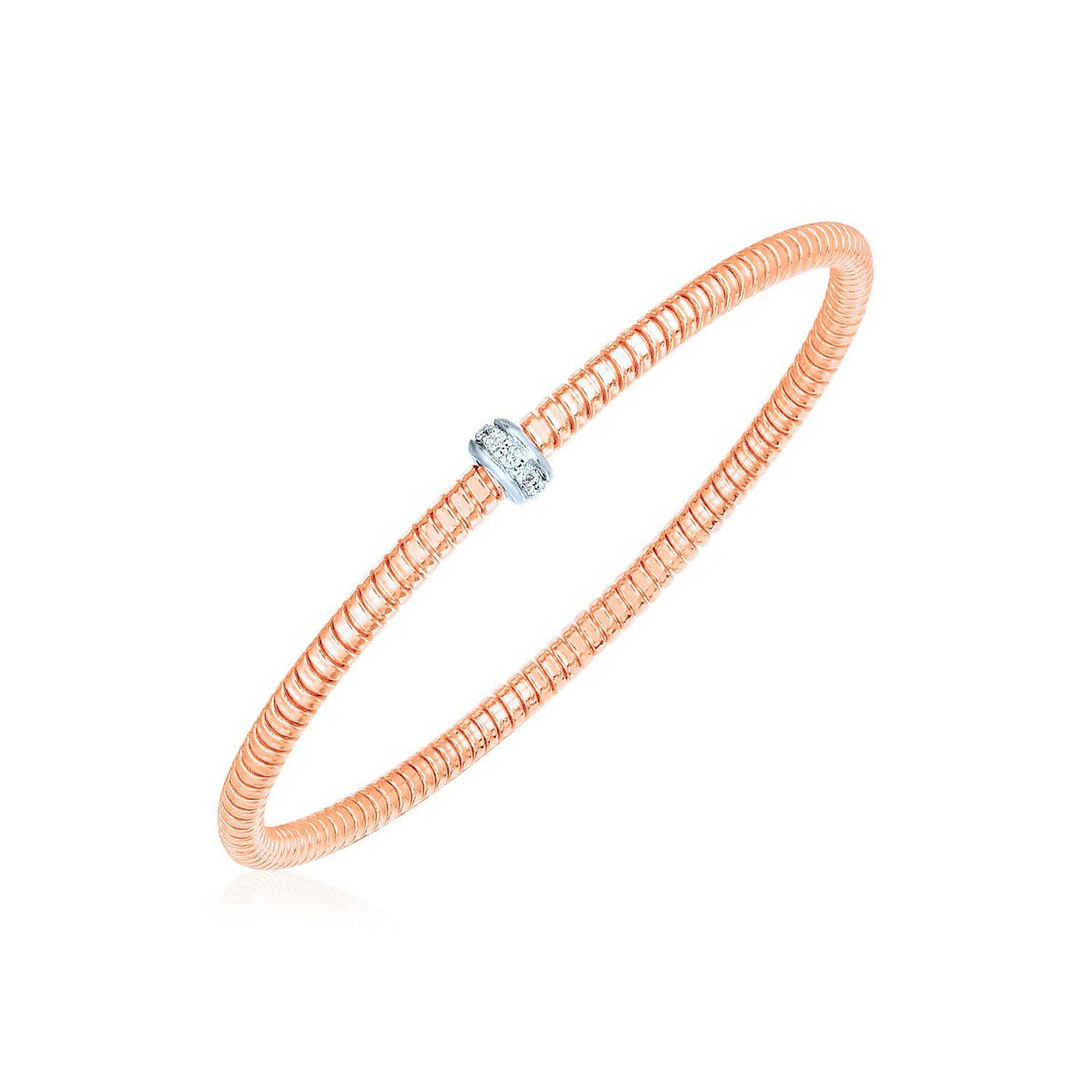 14k Rose Gold Stretch Bangle with Diamonds - Drakoi Marketplace