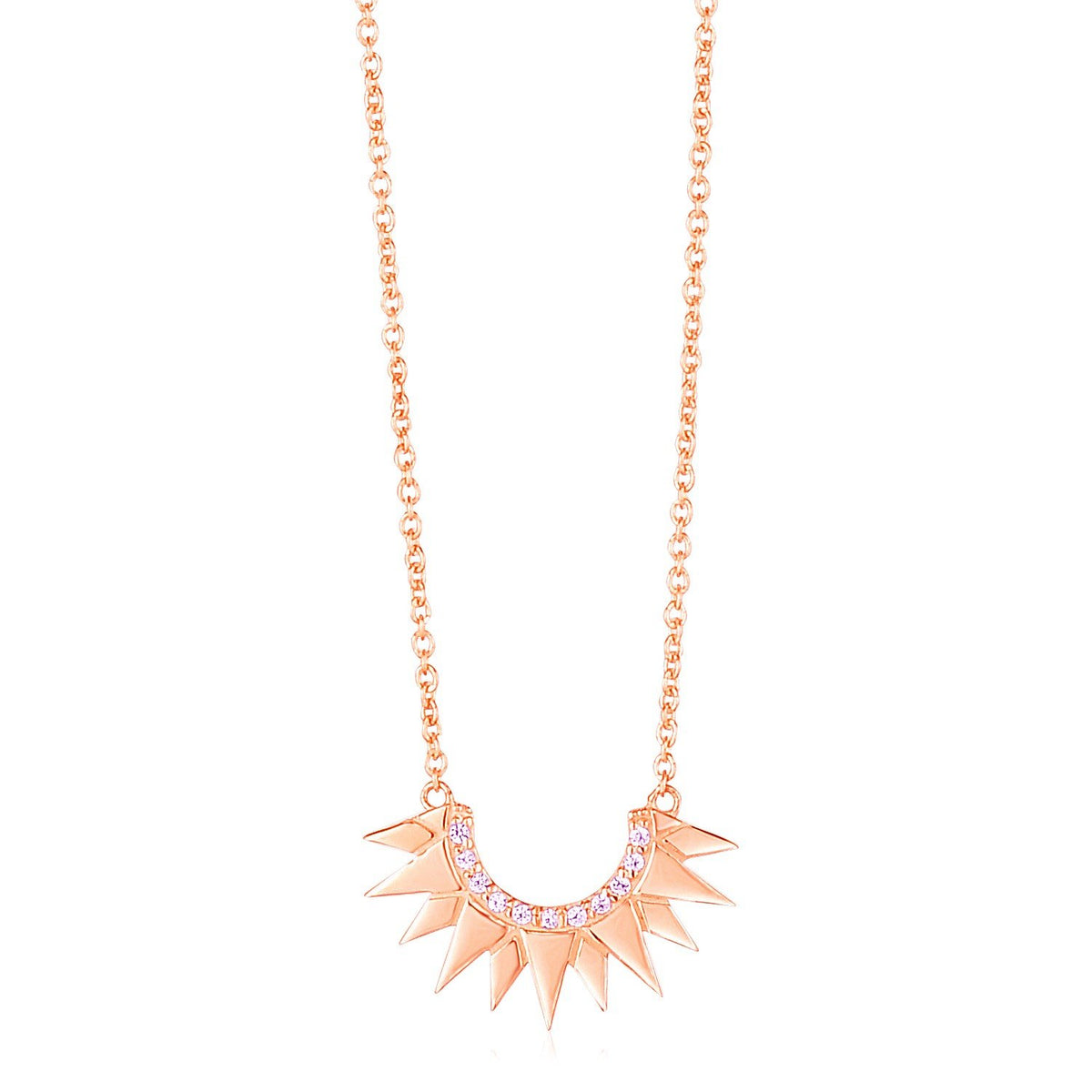 14k Rose Gold Sunburst Necklace with Diamonds - Drakoi Marketplace