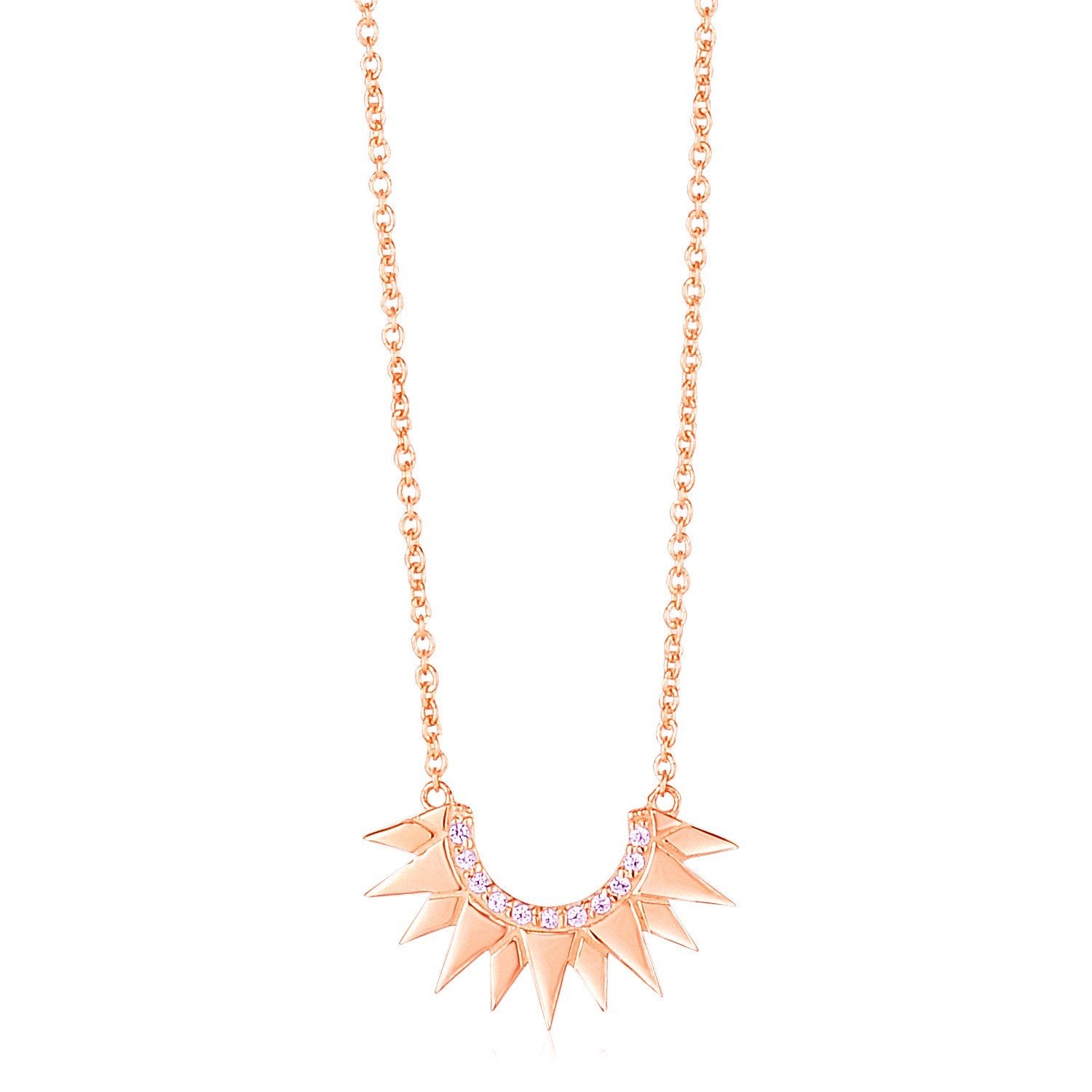 14k Rose Gold Sunburst Necklace with Diamonds - Drakoi Marketplace