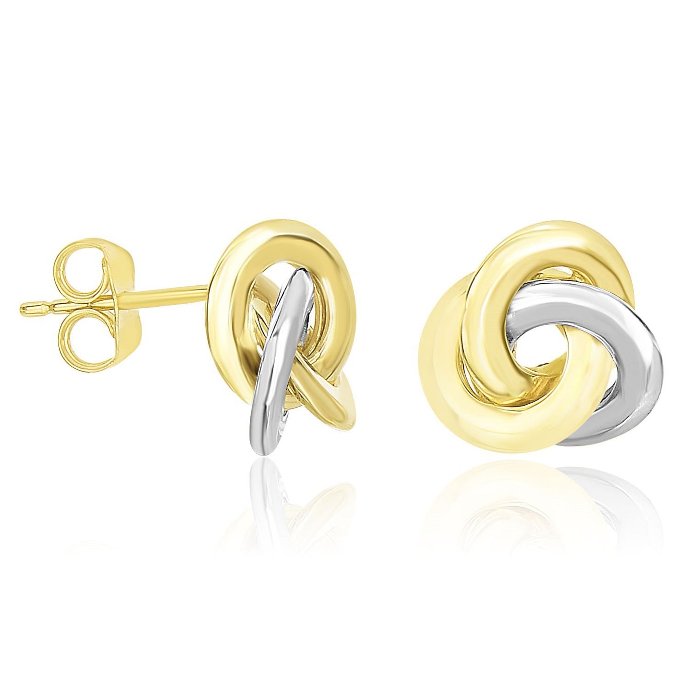 14k Two-Tone Gold Shiny Intertwined Open Circle Earrings - Drakoi Marketplace