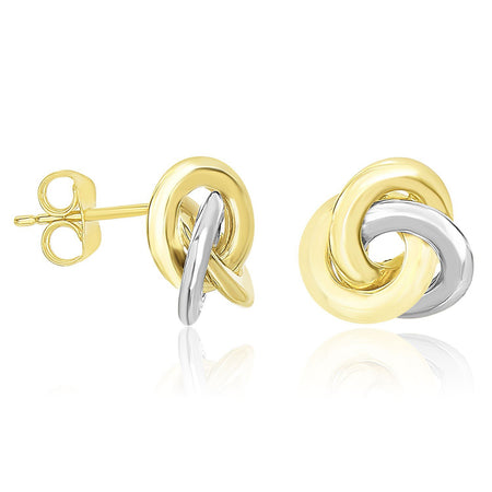 14k Two-Tone Gold Shiny Intertwined Open Circle Earrings - Drakoi Marketplace