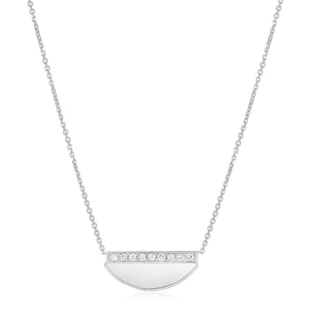 14K White Gold Half Moon Necklace with Diamonds - Drakoi Marketplace