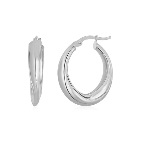 14k White Gold Oval Hoop Earrings - Drakoi Marketplace