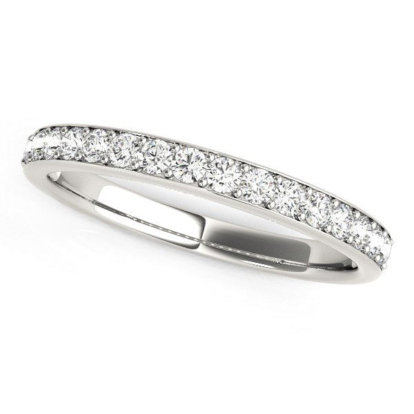 14k White Gold Prong Set Wedding Band with Diamonds (1/3 cttw) - Drakoi Marketplace