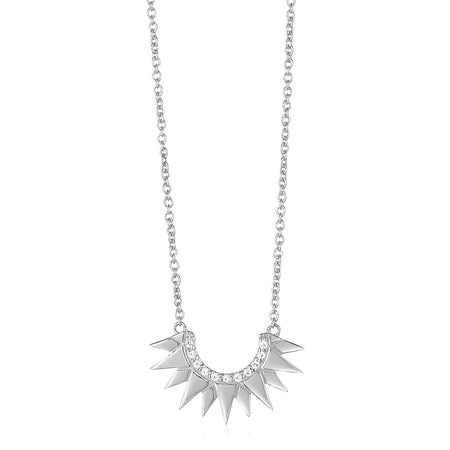 14k White Gold Sunburst Necklace with Diamonds - Drakoi Marketplace