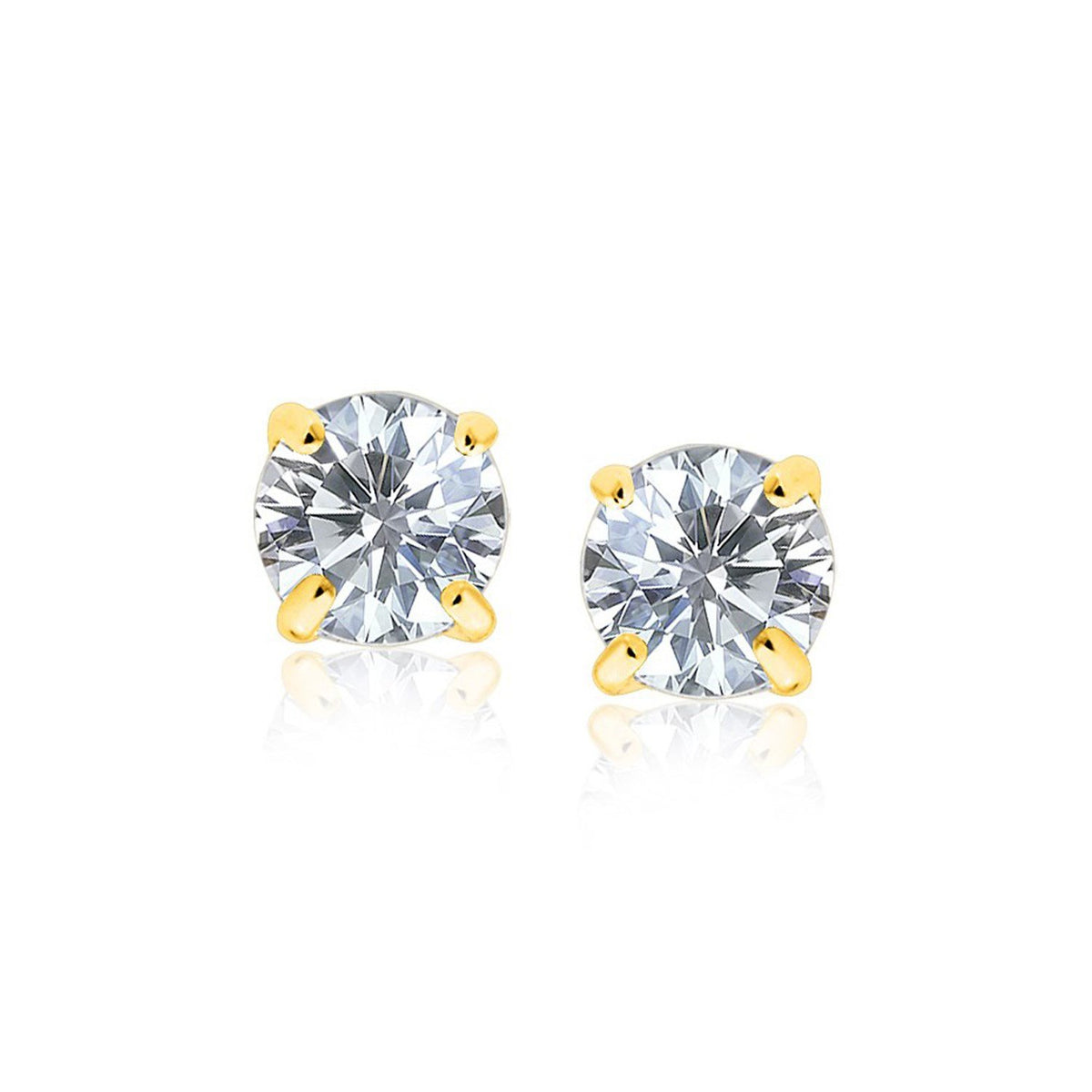 14k Yellow Gold 8.0mm Round CZ Stud Earrings - Drakoi Marketplace