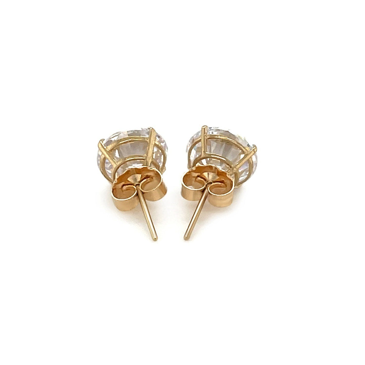 14k Yellow Gold 8.0mm Round CZ Stud Earrings - Drakoi Marketplace