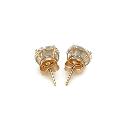 14k Yellow Gold 8.0mm Round CZ Stud Earrings - Drakoi Marketplace