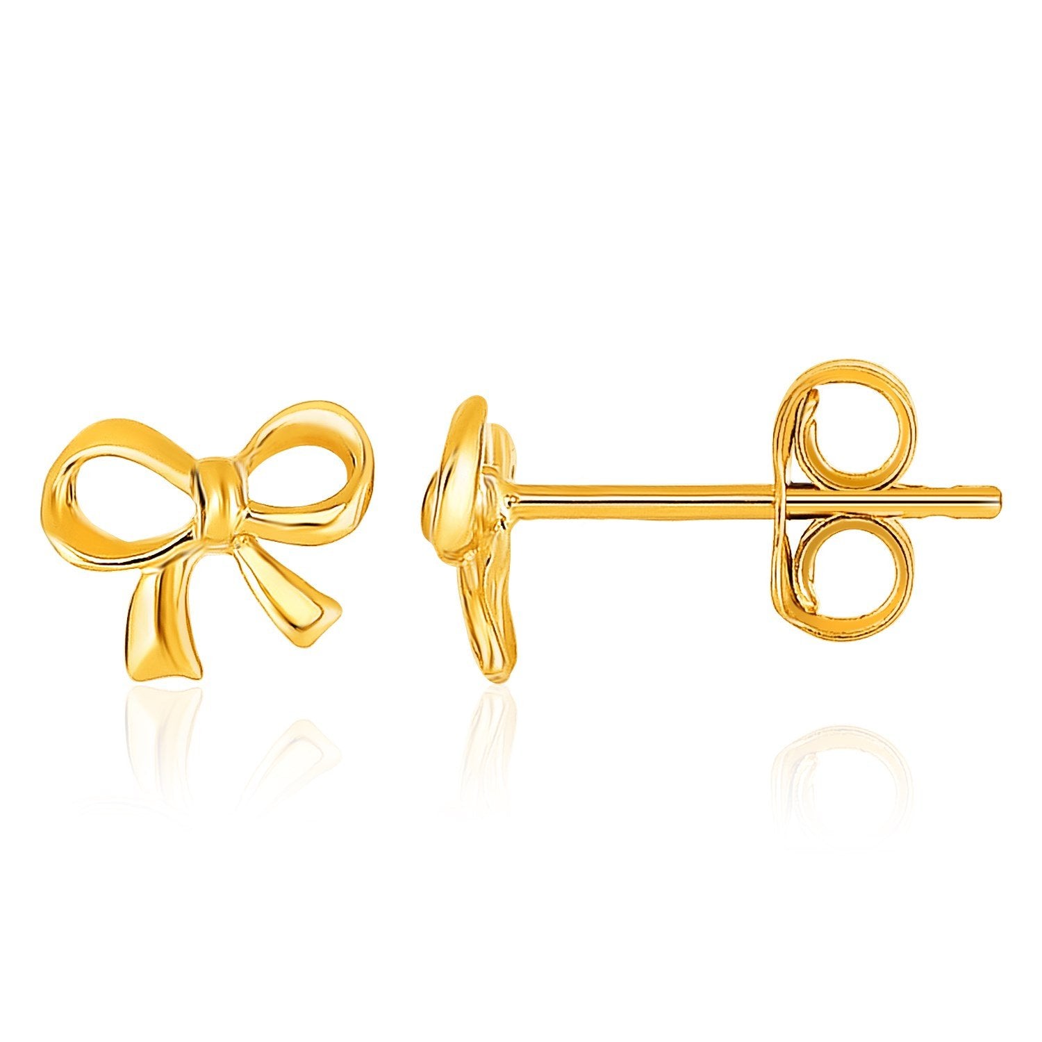 14k Yellow Gold Bow Style Post Earrings - Drakoi Marketplace