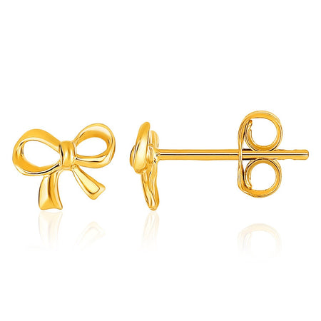 14k Yellow Gold Bow Style Post Earrings - Drakoi Marketplace